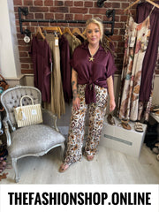 Maria mulberry tie front blouse 10-16