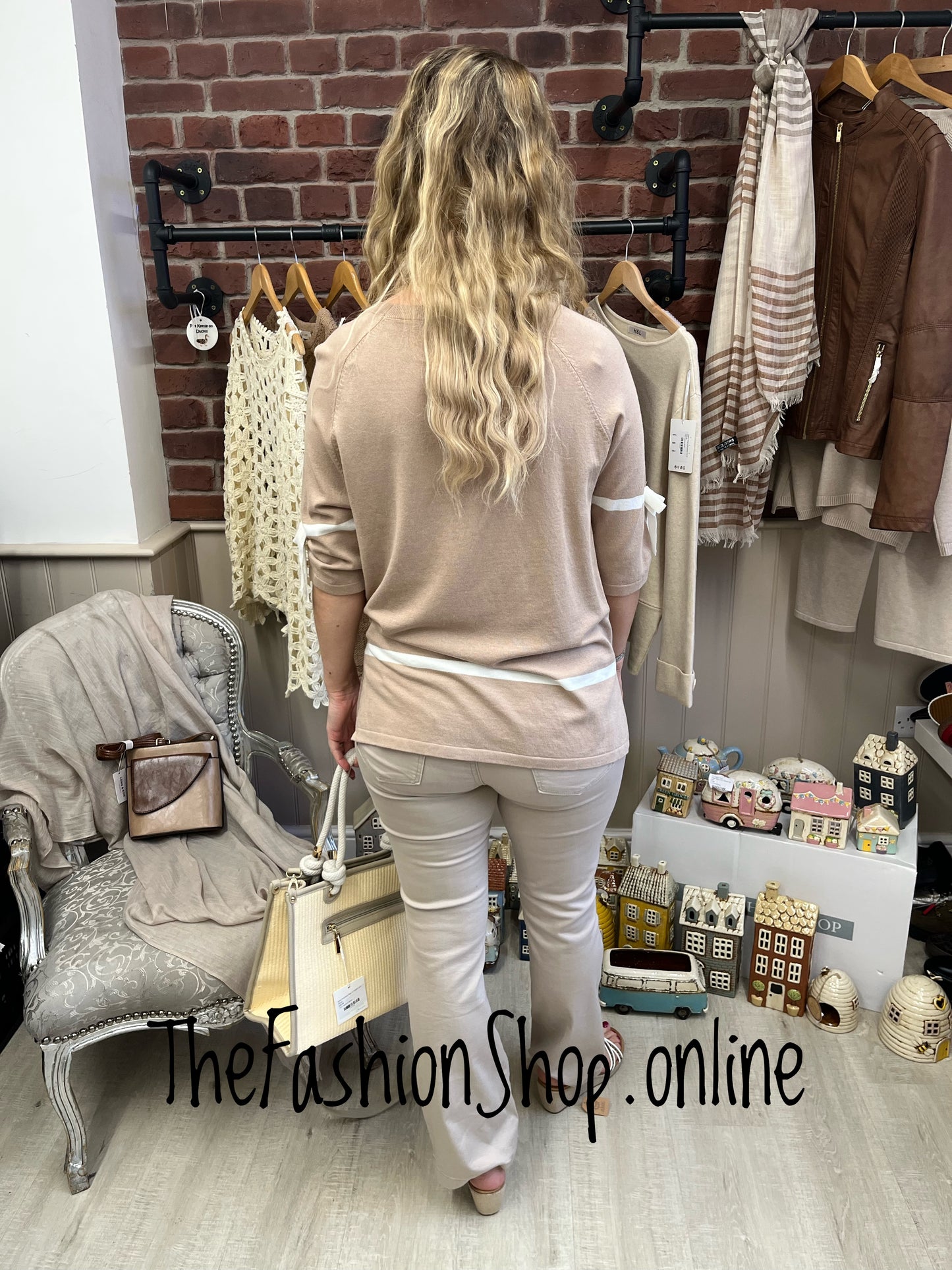 Christina camel and cream knitted top 10-12 and 14-16