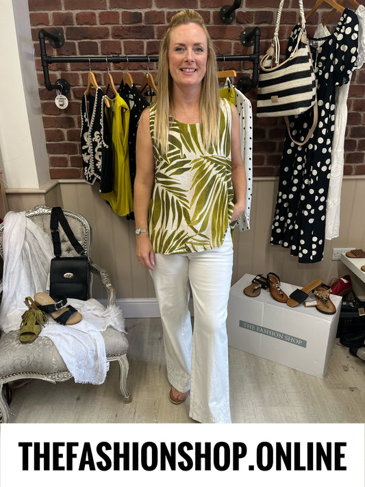Mia lime and cream sleeveless top 8-14