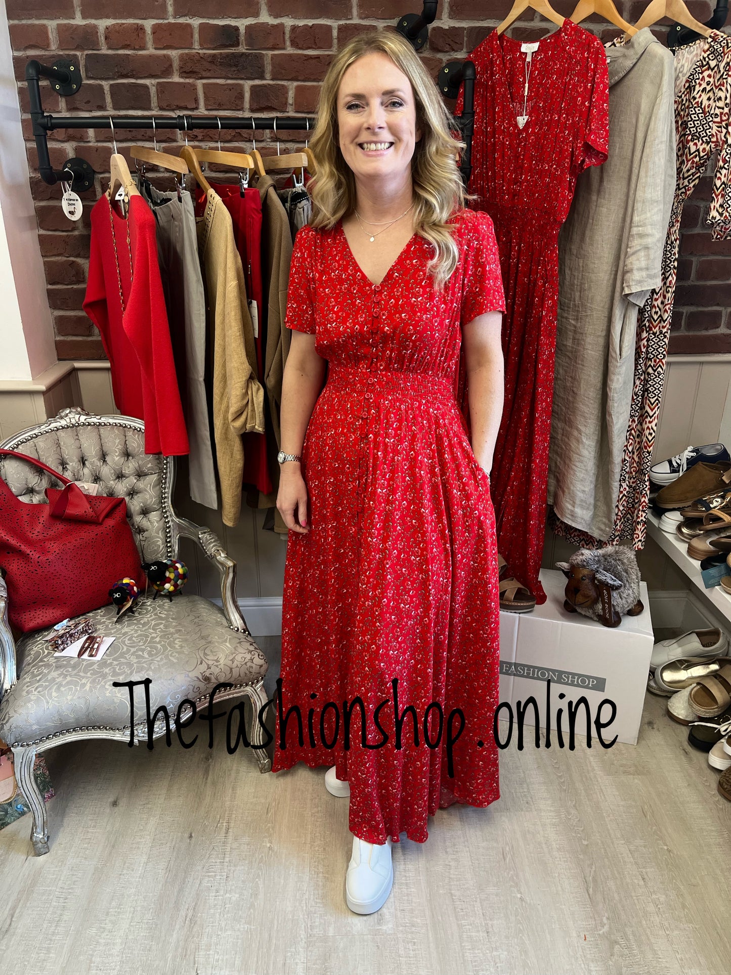Stella Morgan red ditsy floral dress sizes 8-16
