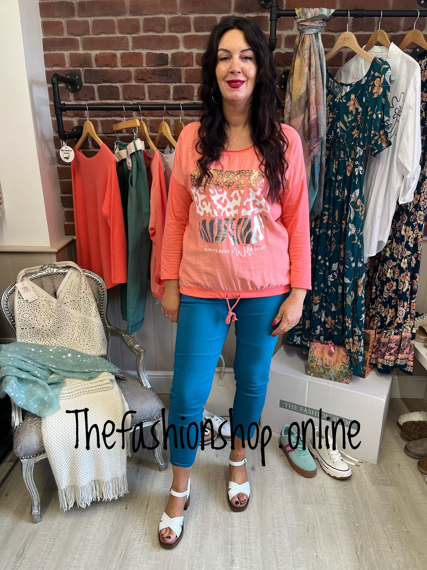 Charlotte coral animal print top 10-16
