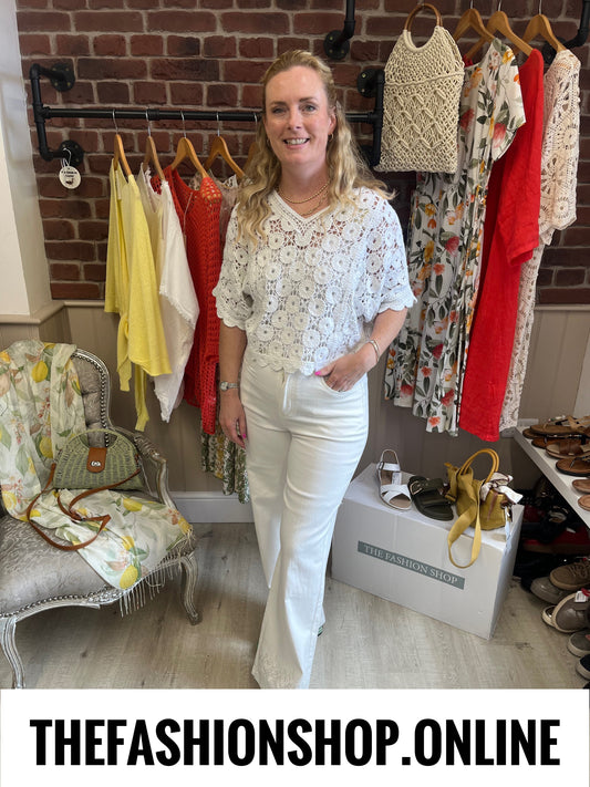 Ella white crochet layering top 8-12