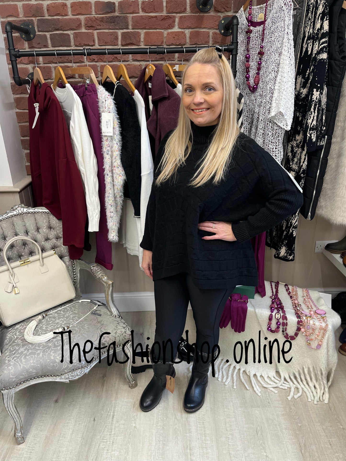 Black embossed cashmere mix jumper 12-18