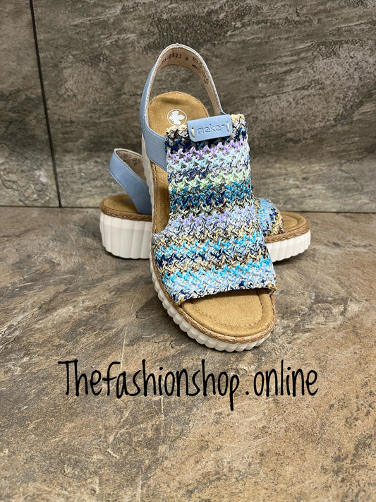 Rieker multi blue wedge sandals sizes 4-9 (37-43)