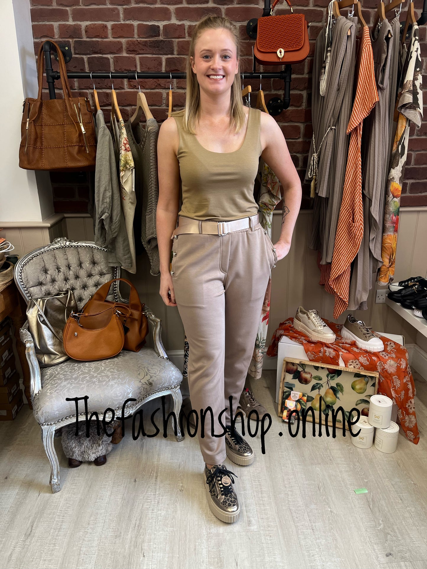 Bella mocha trousers with belt 10-16
