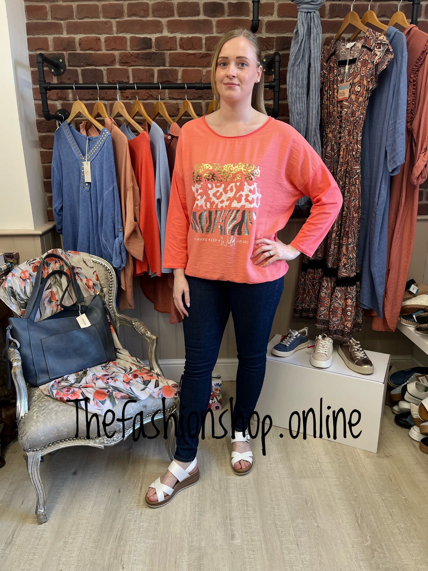 Charlotte coral animal print top 10-16