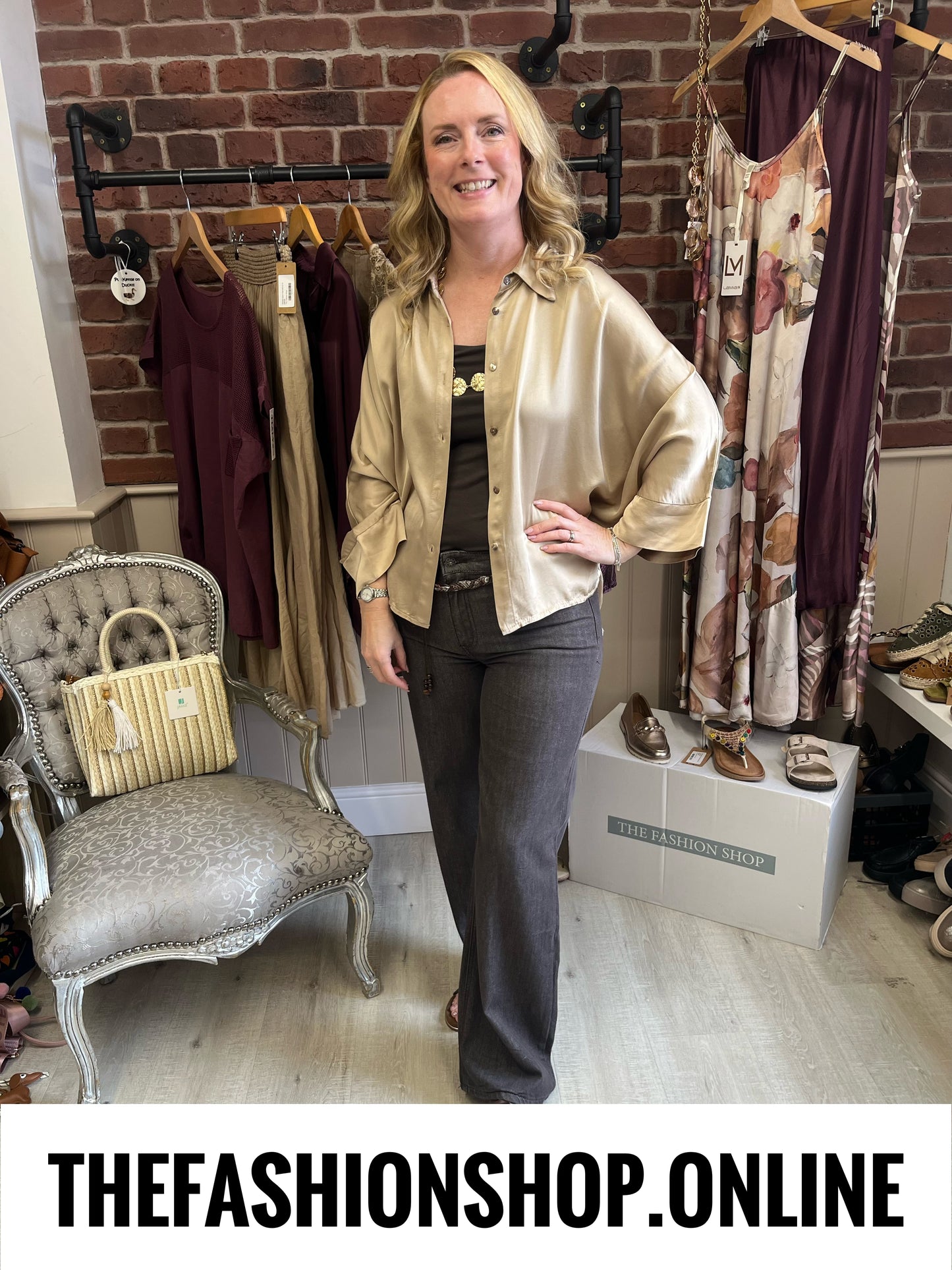 Remi gold sateen blouse 12-18