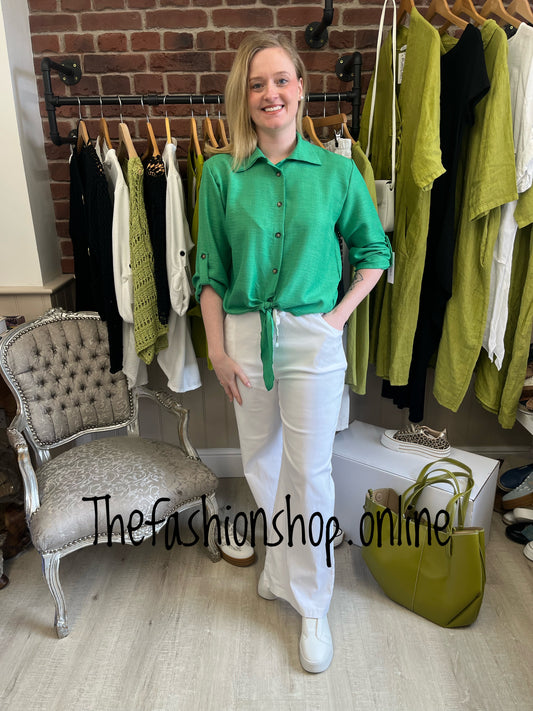 Maeve green tie front shirt 8-14