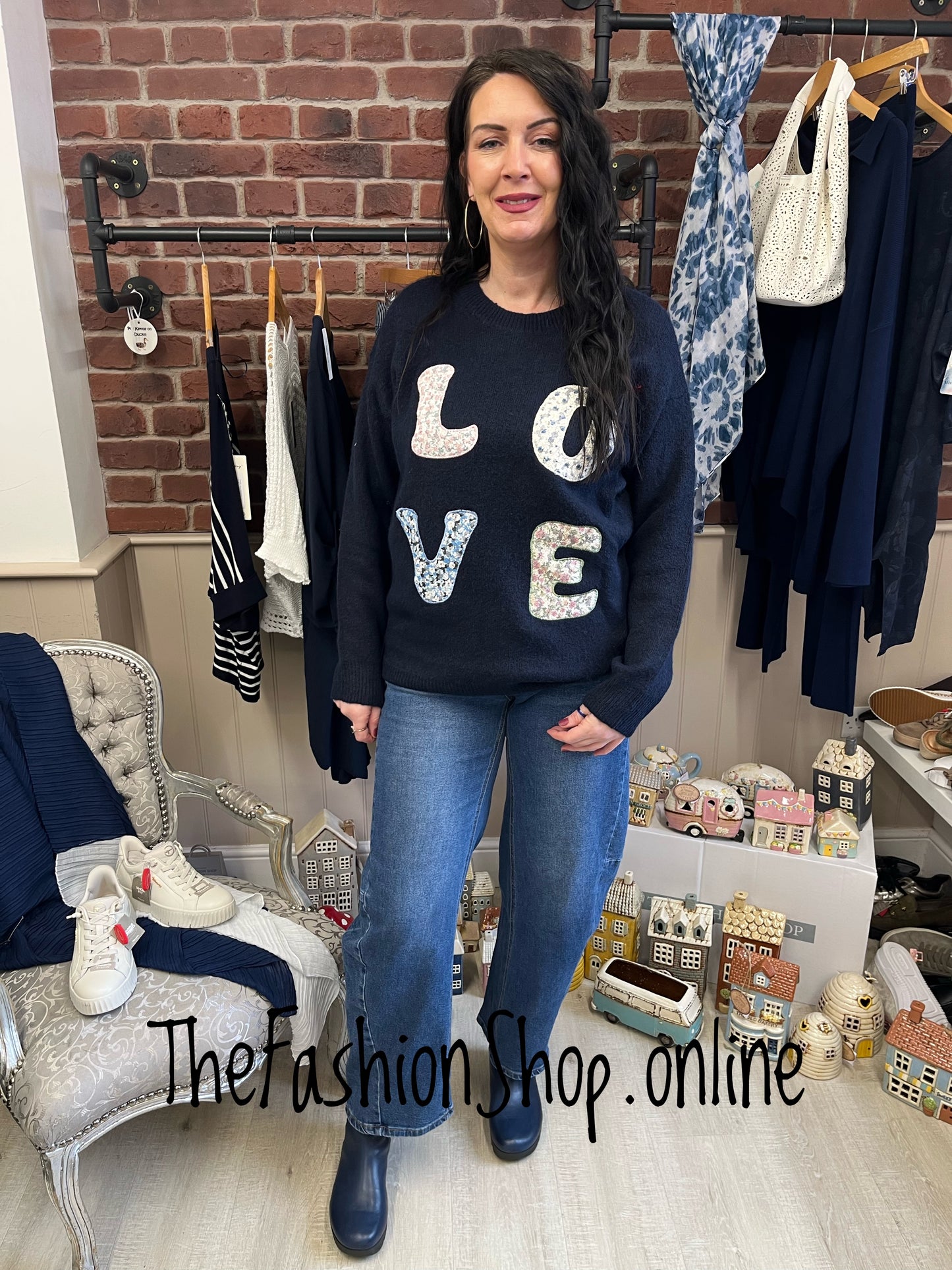 Jamie navy love wool mix jumper 12-18