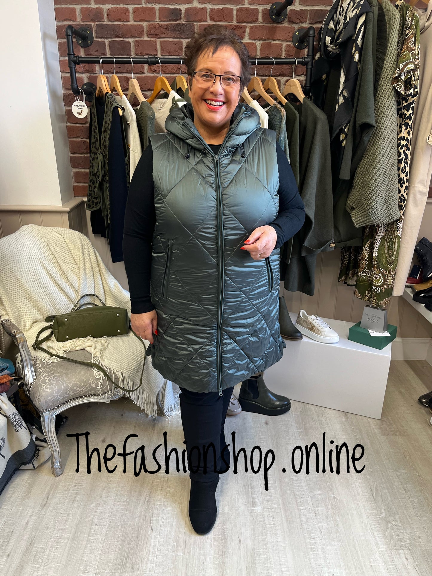 Metallic khaki padded gilet sizes 10-20