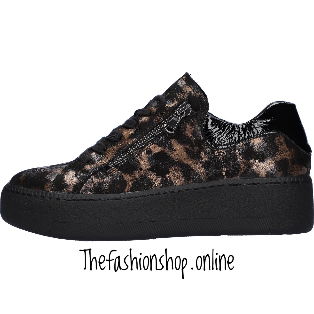 Black wide fit Waldlaufer lace up with side zip leather trainer sizes 4-8