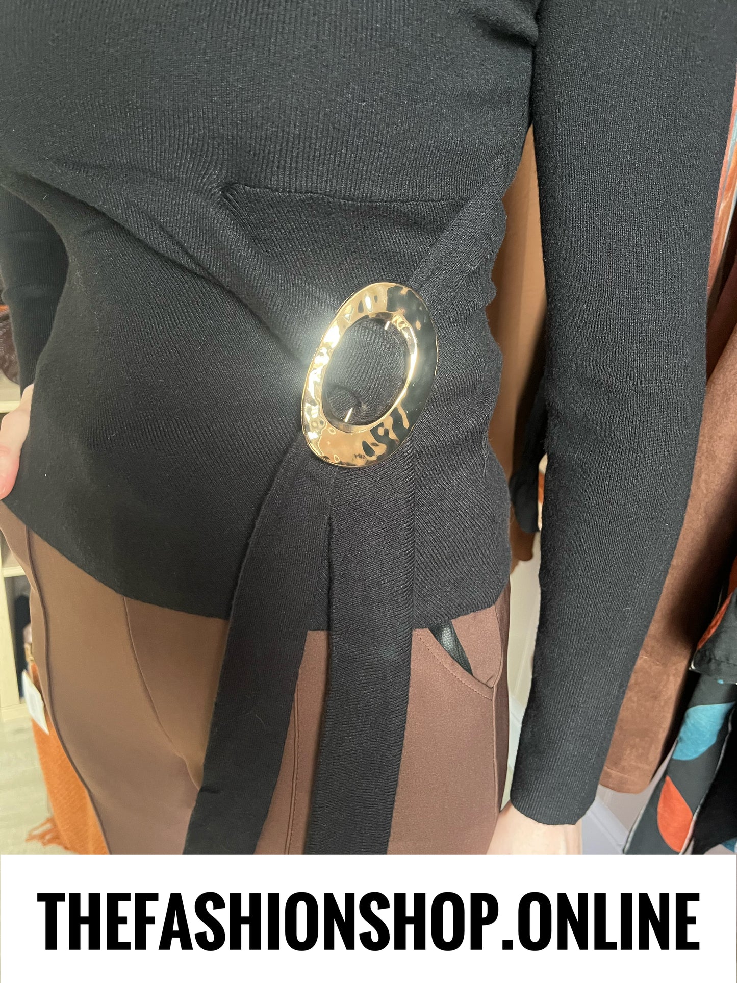 Elsie black fine knit jumper 8-14