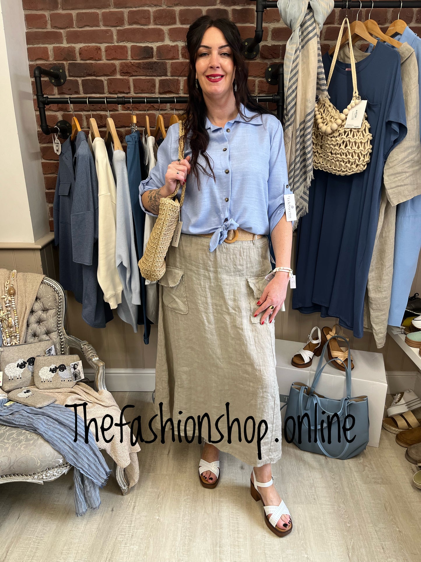 Maeve blue tie front shirt 8-14
