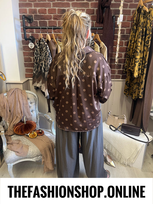 Lizzy brown spot blouse 12-16