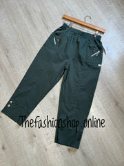 Cherry Berry khaki stretchy button detail cropped trousers sizes 10-26