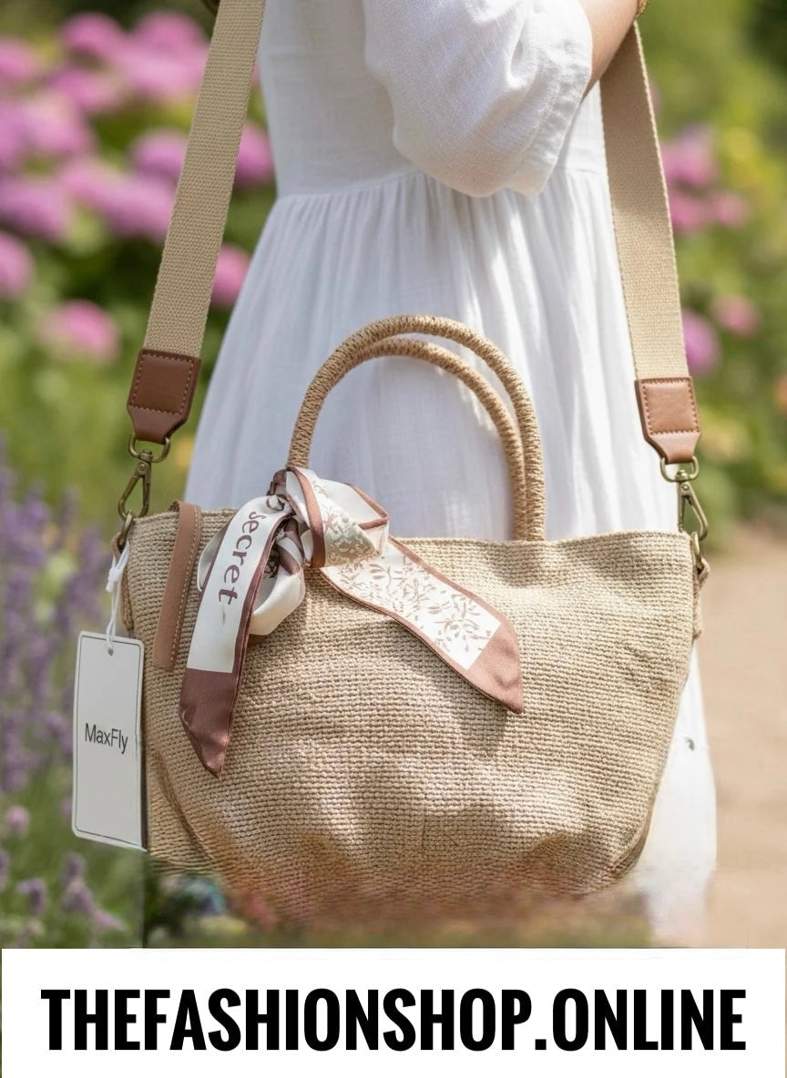 Lucy dark beige woven handle bag