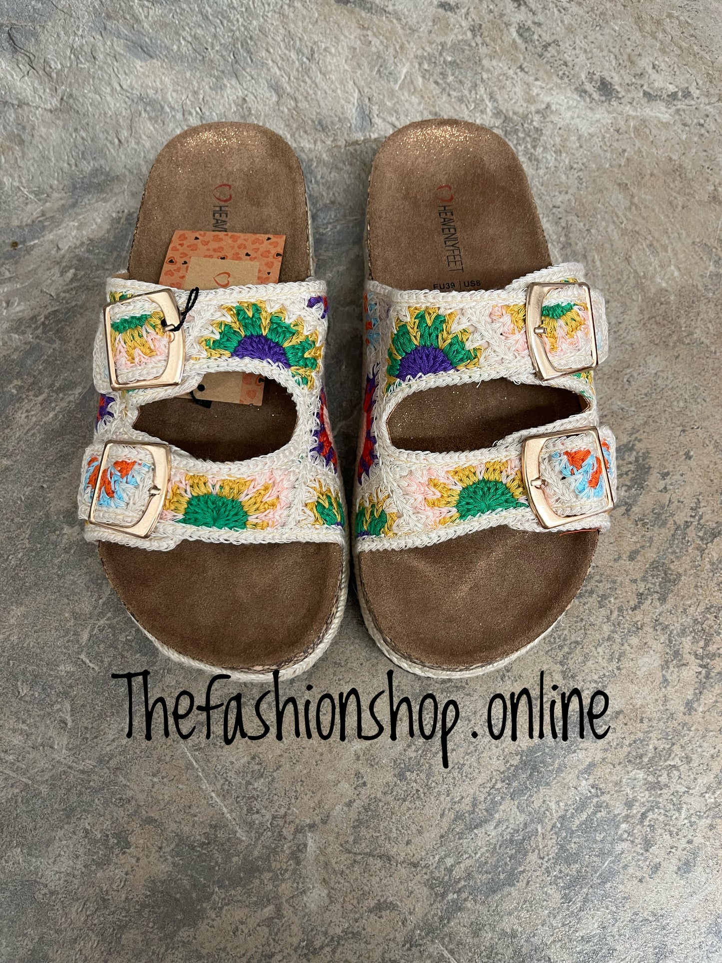 Heavenly Feet beige Hyde mules sizes 4-7 (37-41)