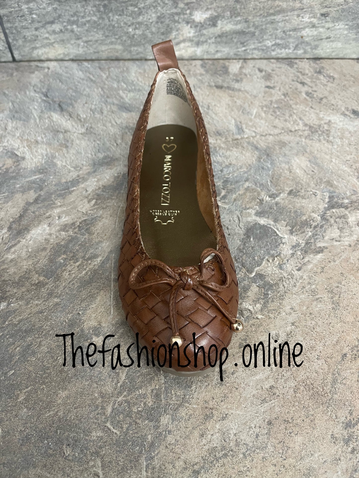 Marco Tozzi cognac leather woven ballet shoe sizes 4-8 (37-42)