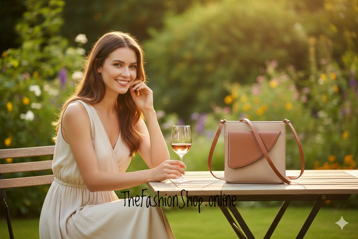 Ladies Binocular Cross Body Bag in Coffee and Tan