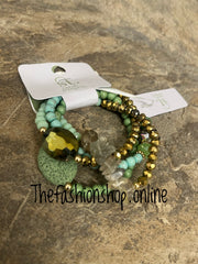 Sarah Tempest green mix beaded bracelets