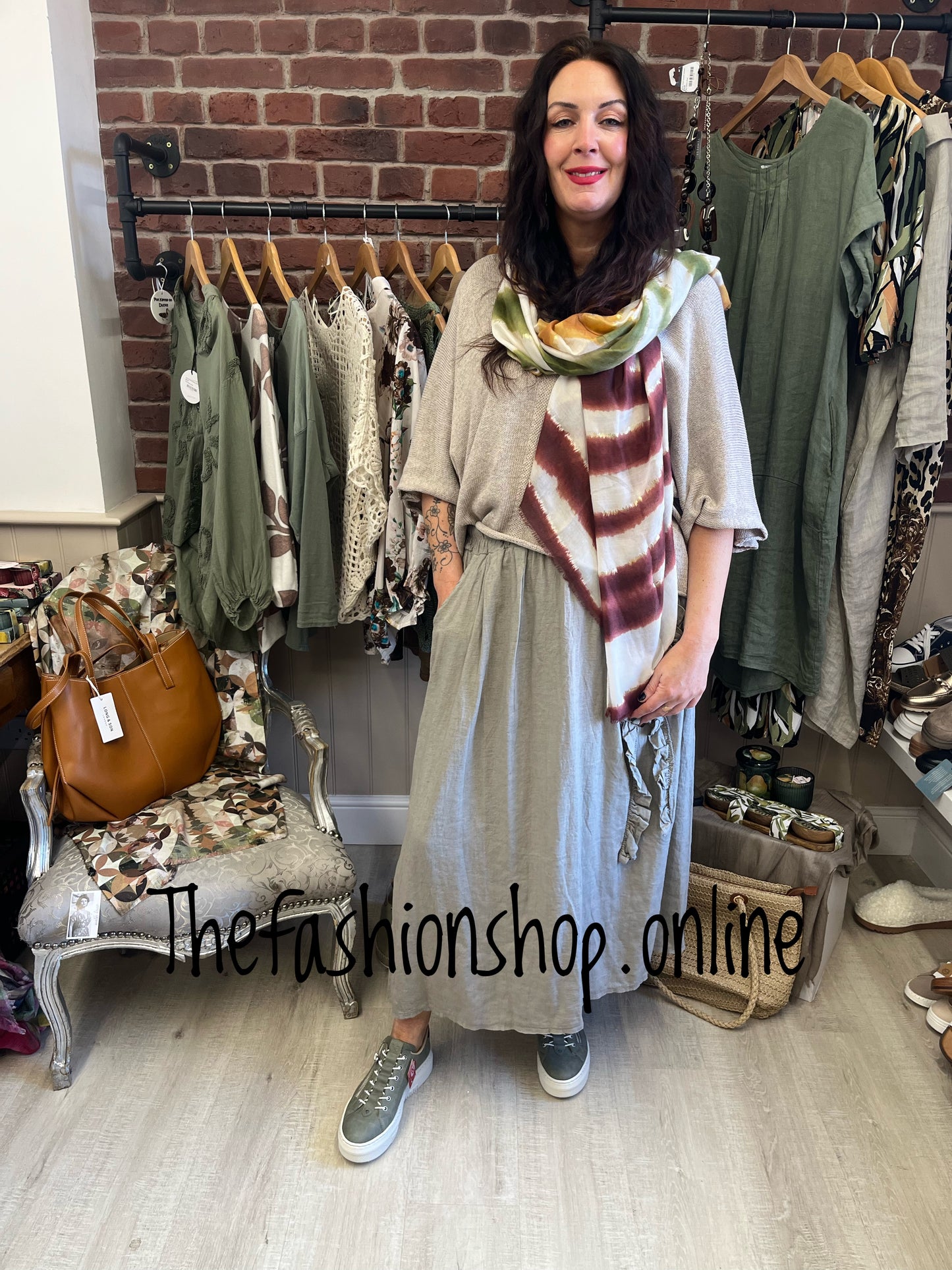 Eleanor taupe knitted v neck top 10-18