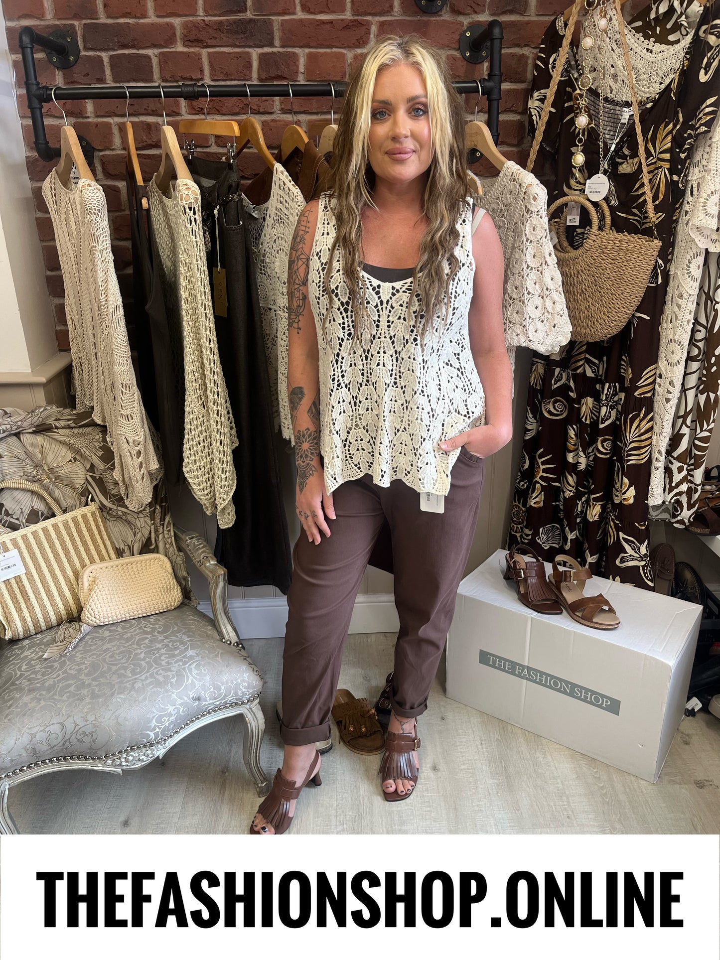 Heidi beige crochet knitted vest 8-14