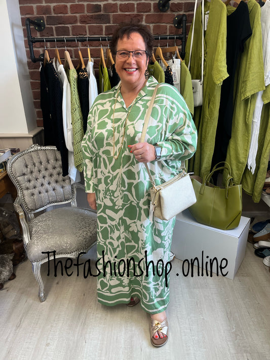Amy green and cream collared tunic 16-22