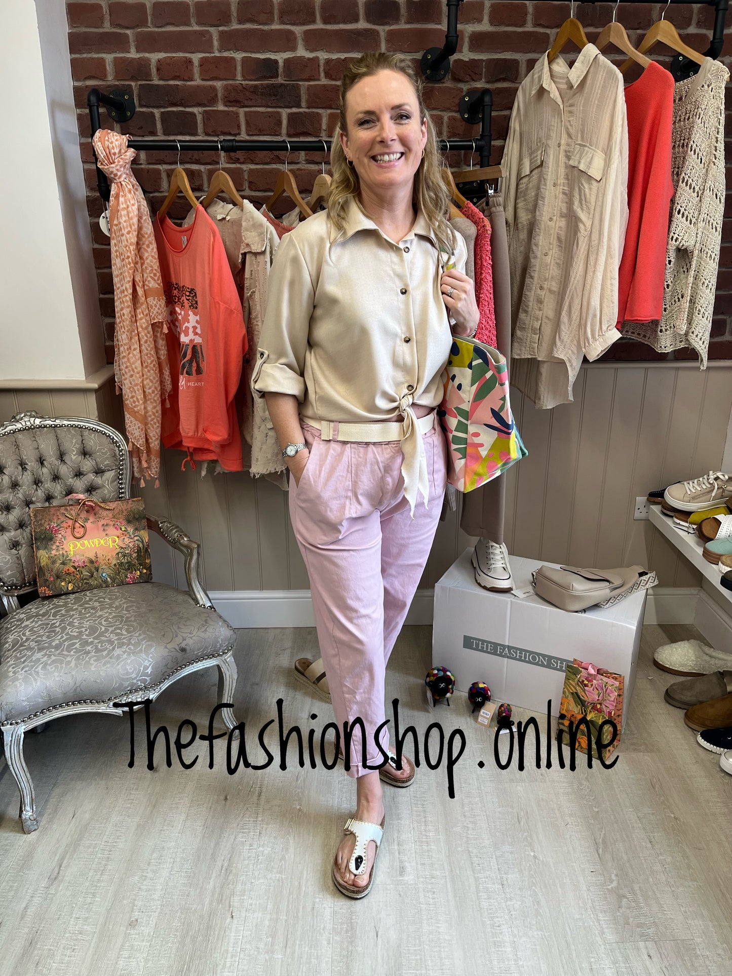 Maeve beige tie front shirt 8-14