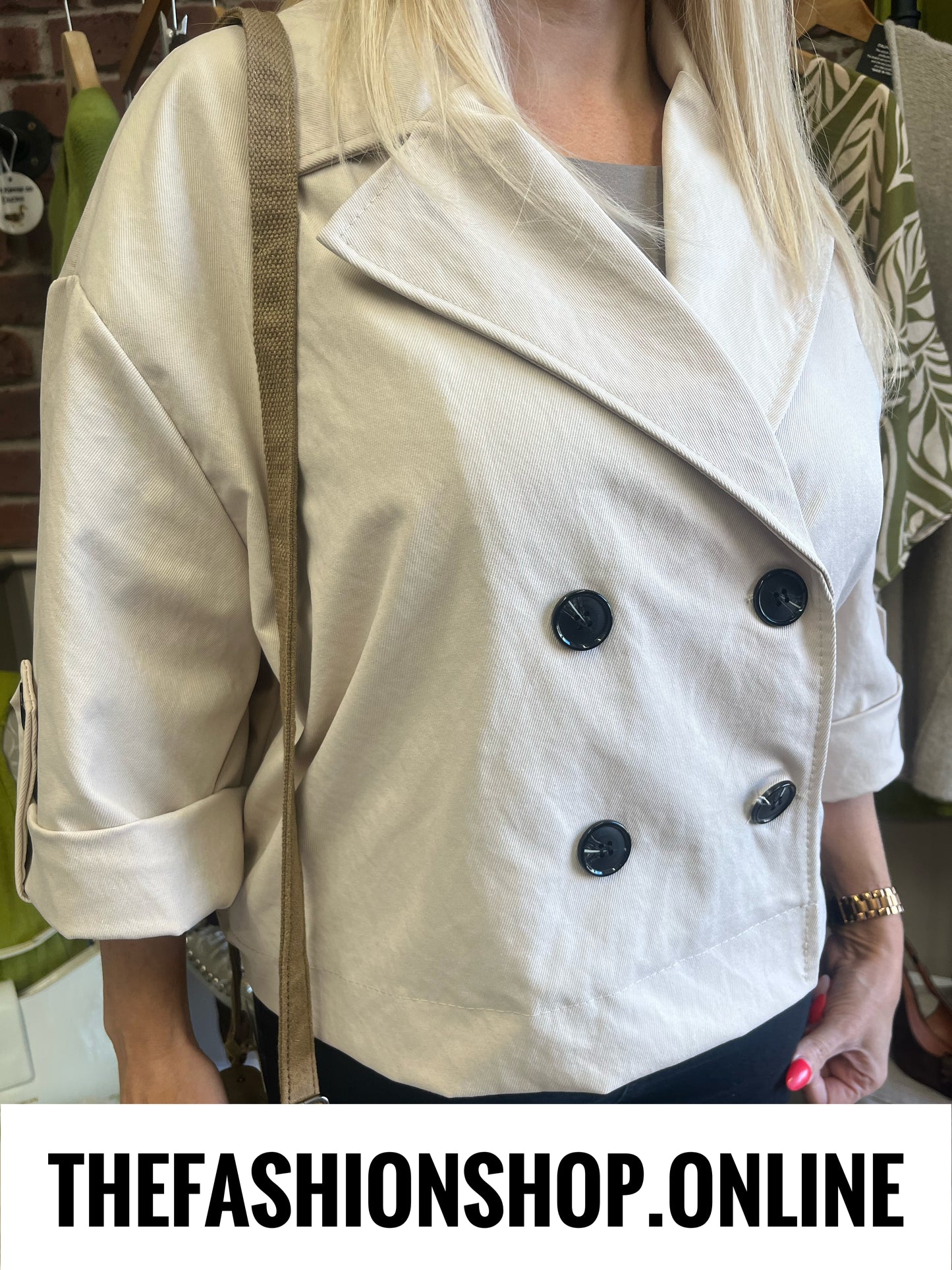 Zena beige double breasted jacket 8-16