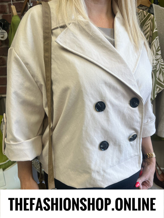 Zena beige double breasted jacket 8-16