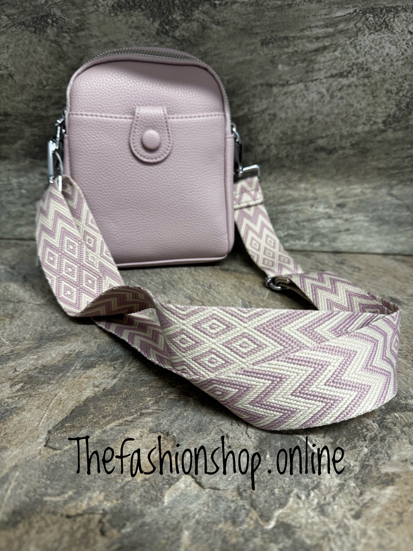 Pink twin zip cross body bag