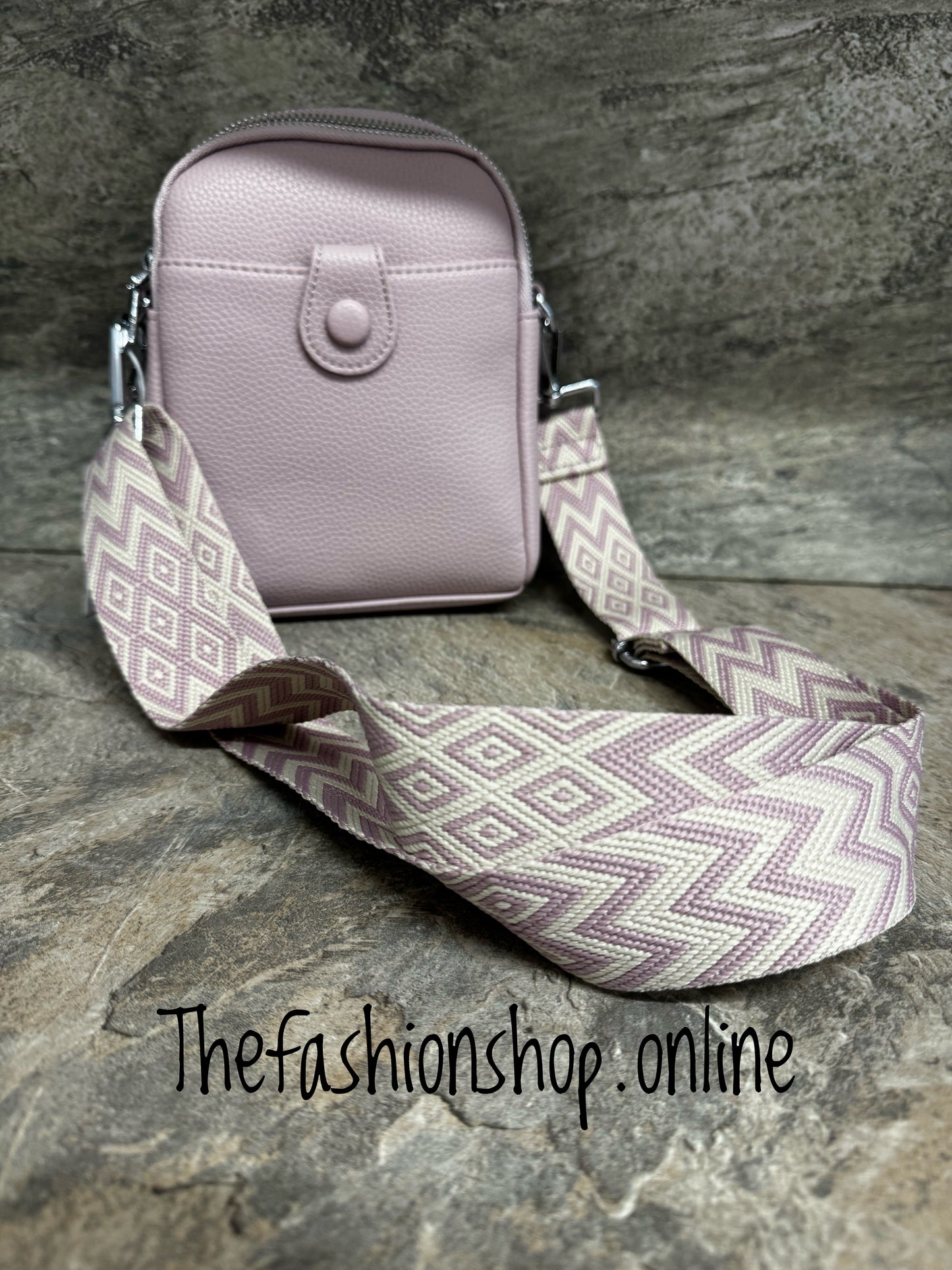 Pink twin zip cross body bag