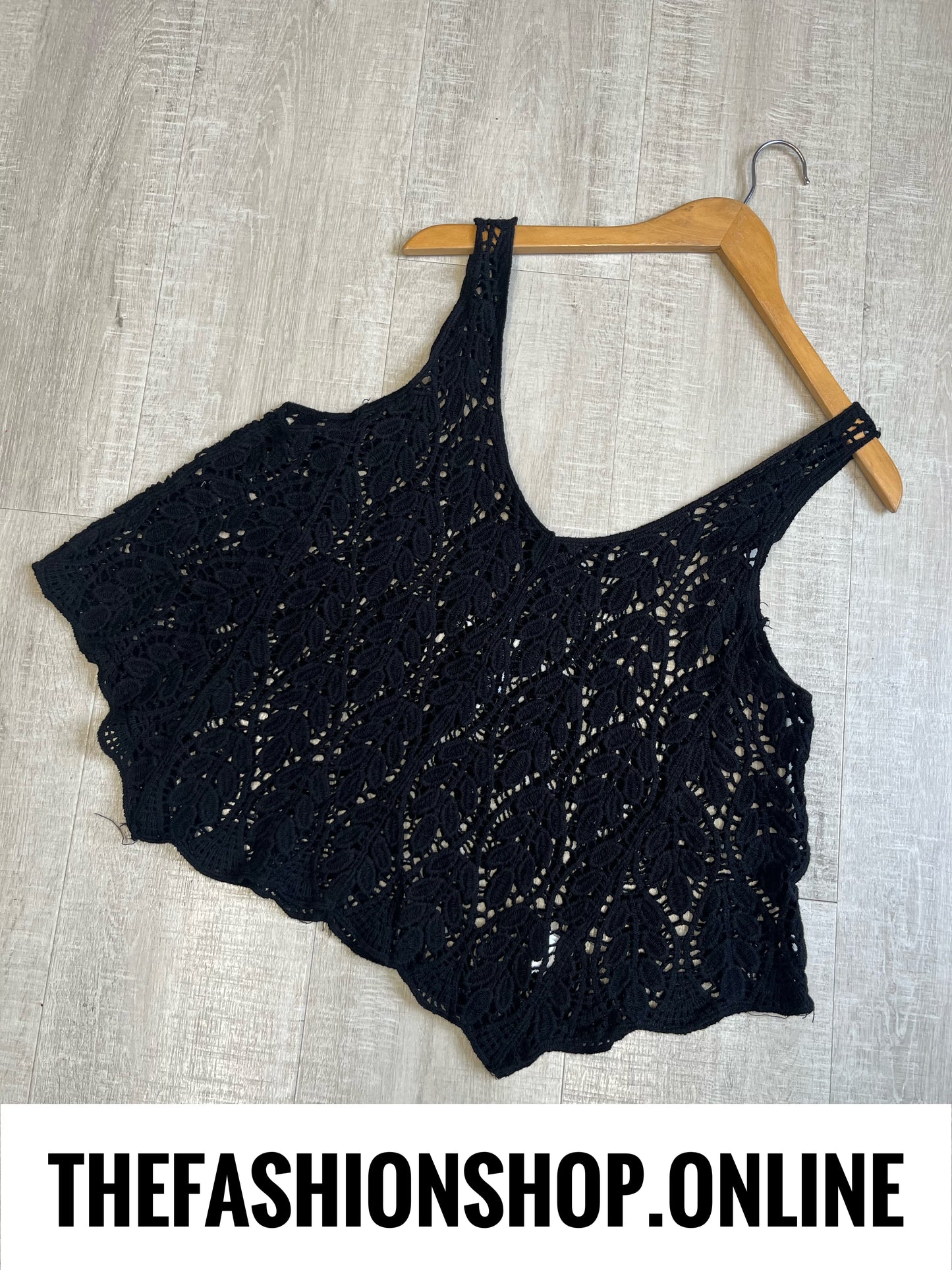 Heidi black crochet knitted vest 8-14