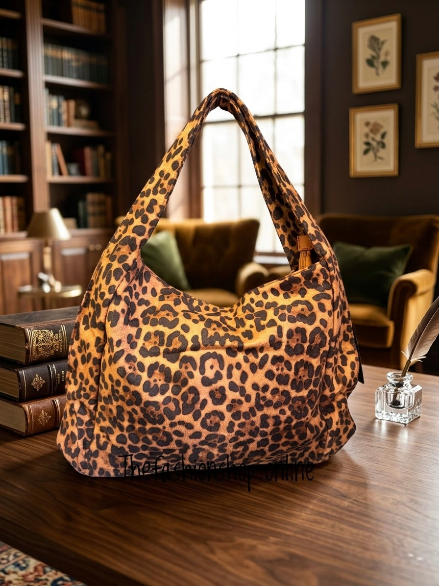Kelly Leopard Print Bag in Brown