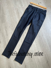 Premium navy matt leather look skinny jeans sizes 8-16