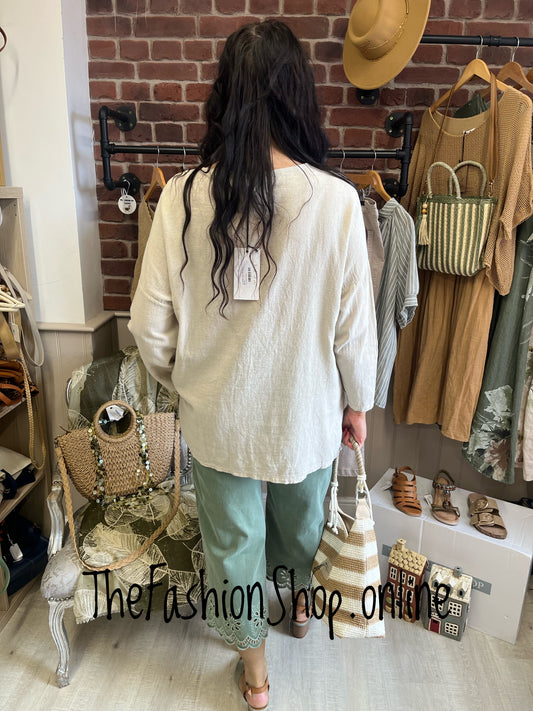Amy beige cotton top 12-18