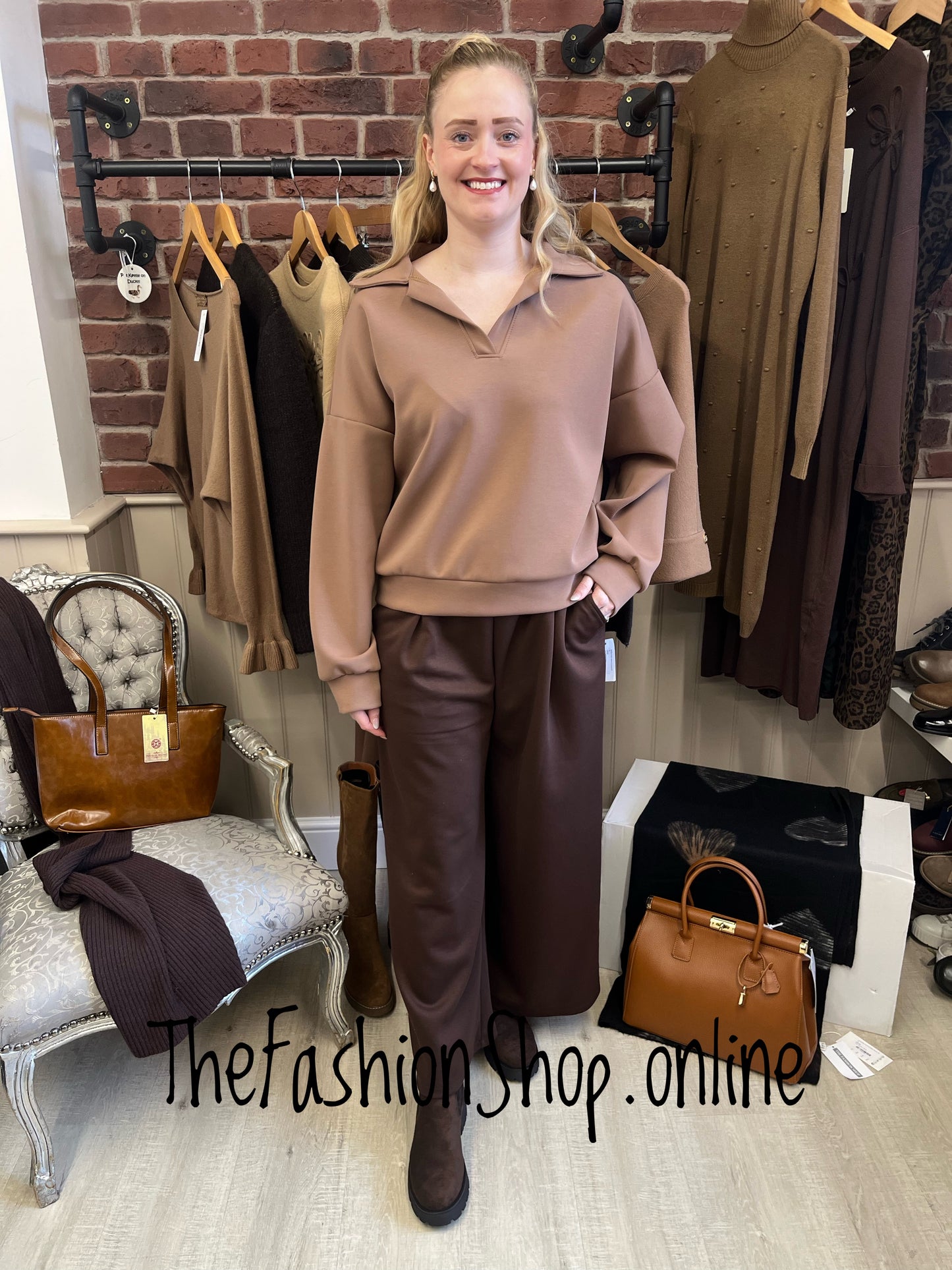 Zena Camel Collared Sweatshirt 8-14