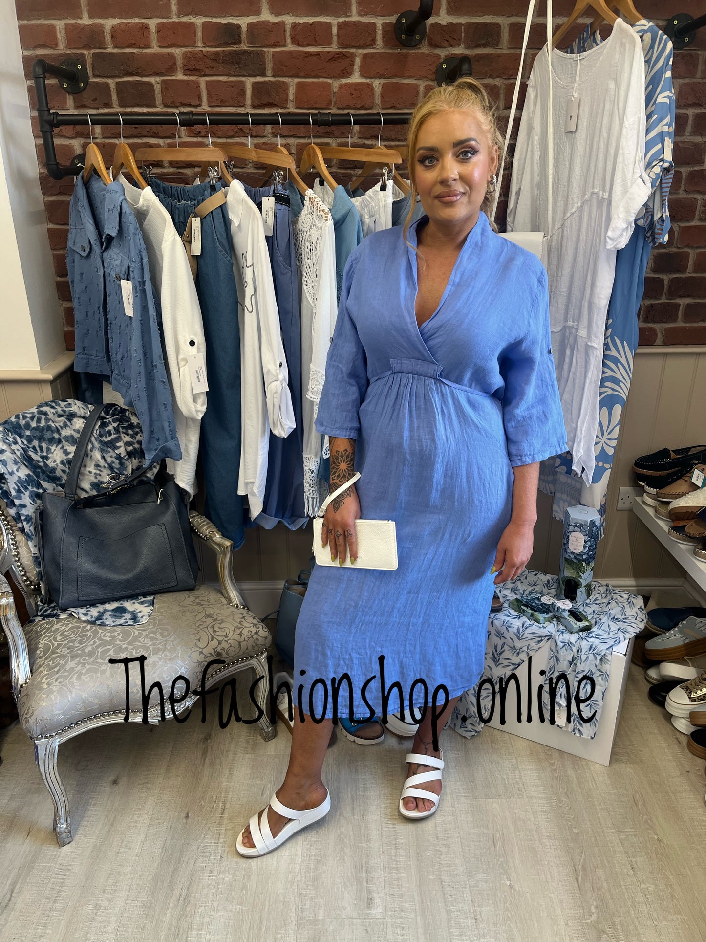 Lexi blue linen dress 8-14