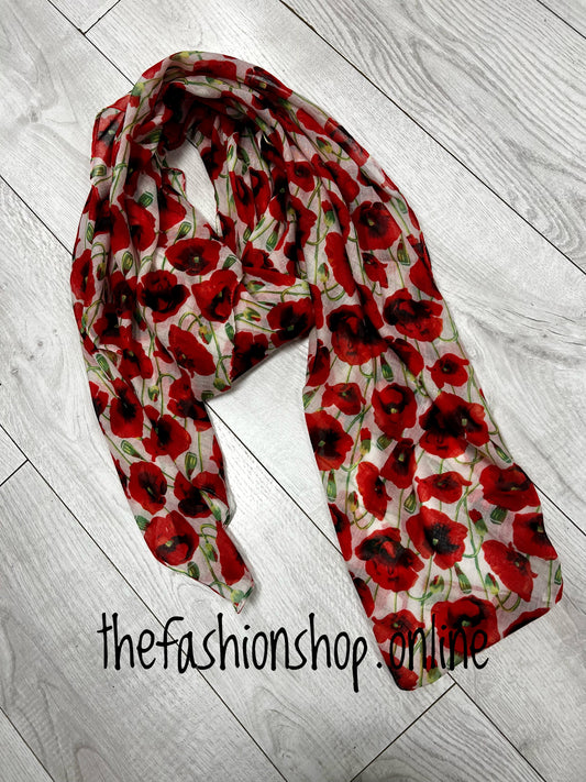Poppy print scarf