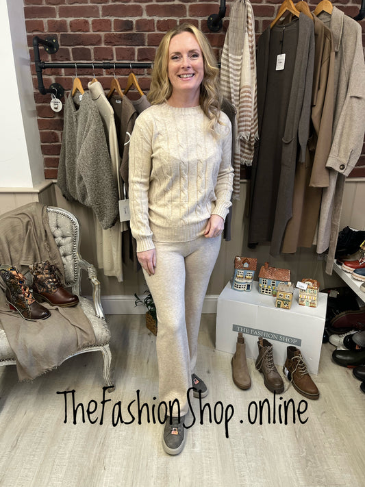 Lily beige cable knit co-ord 8-16