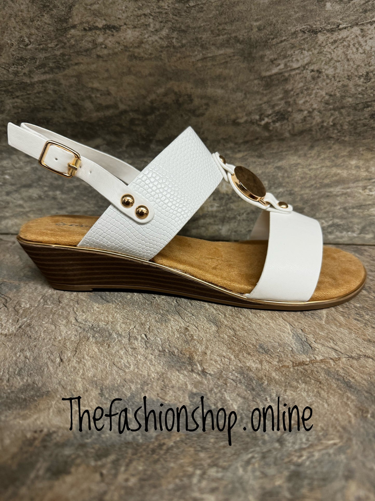 White Raquel wedge sandal sizes 3-8