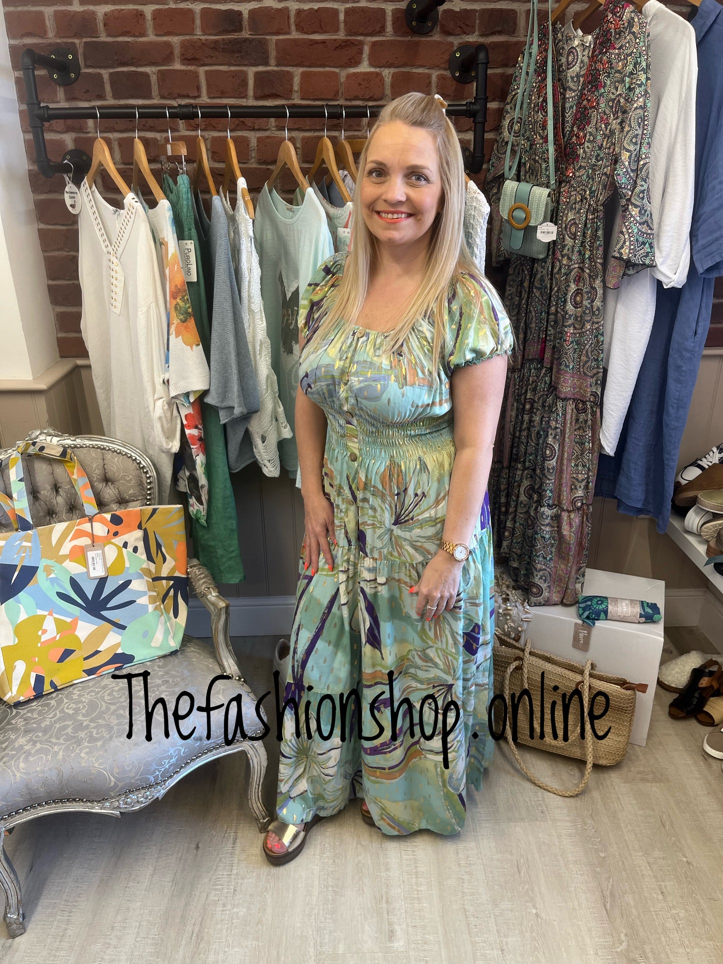 Lillie green with purple gypsy maxi dress 8-18