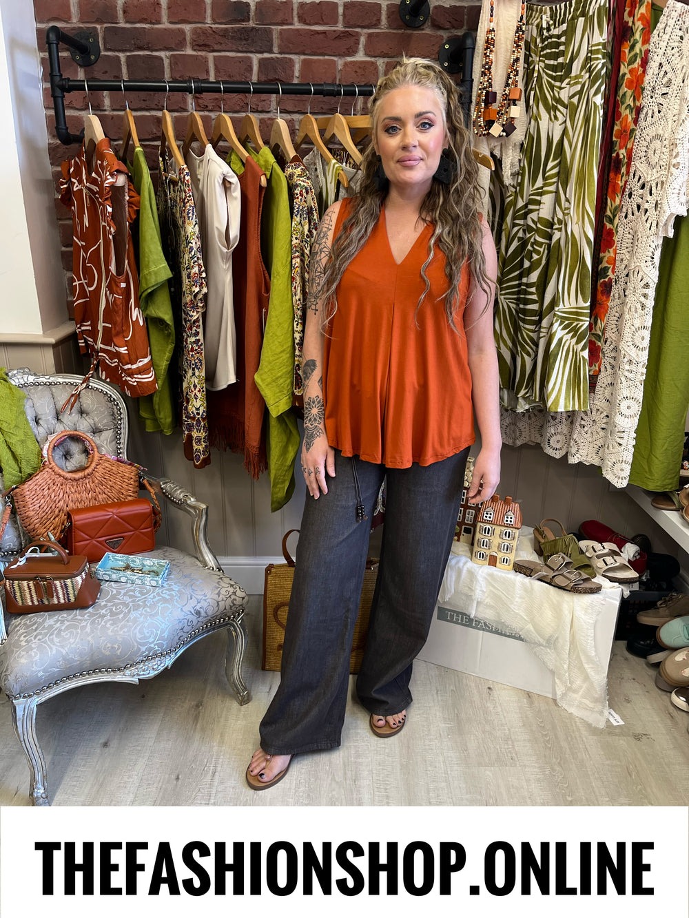 Dakota cinnamon V neck top 8-14