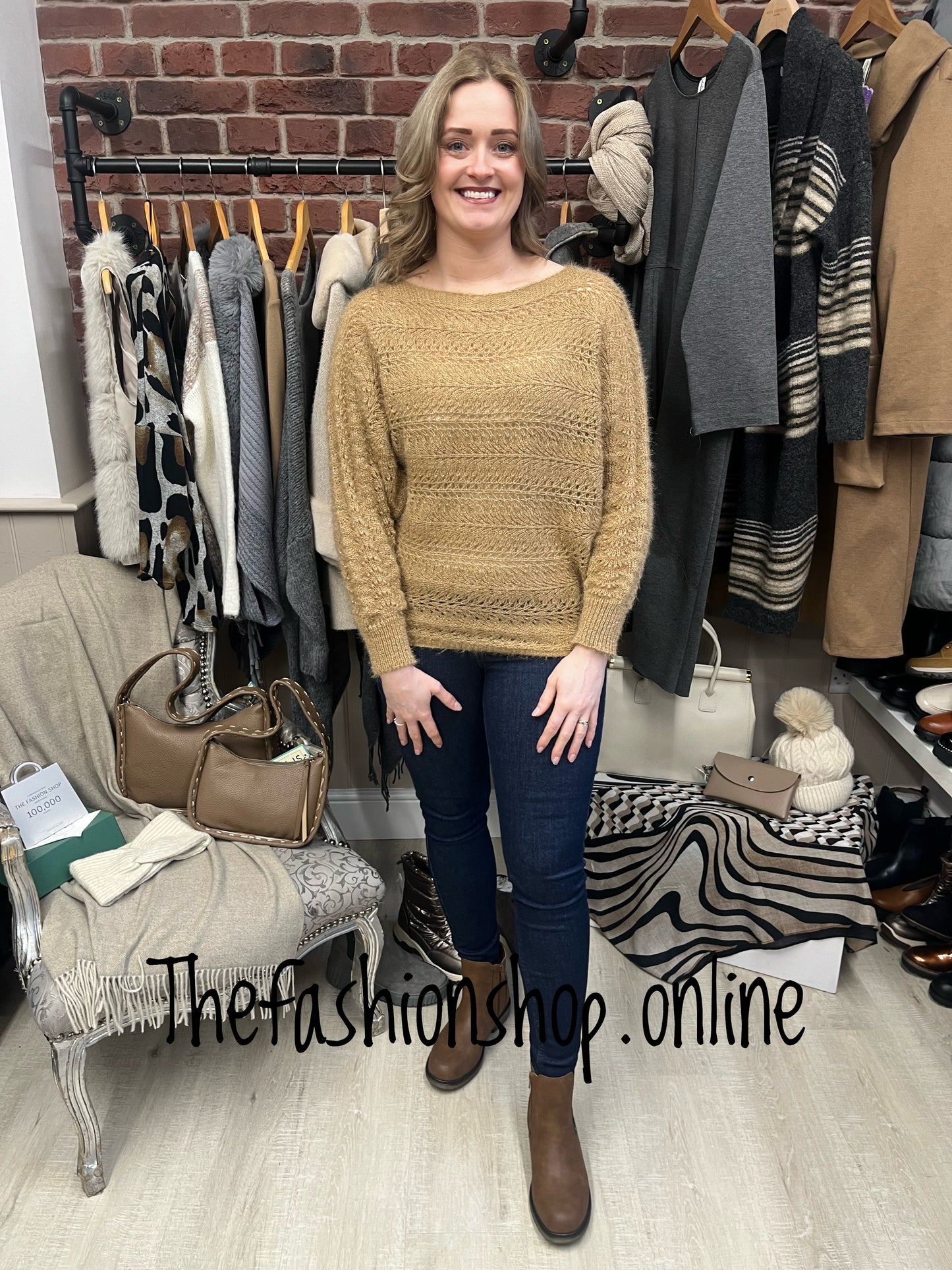 Camel wool mix knitted jumper 8-16