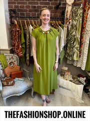 Sierra olive beaded dress 10-16