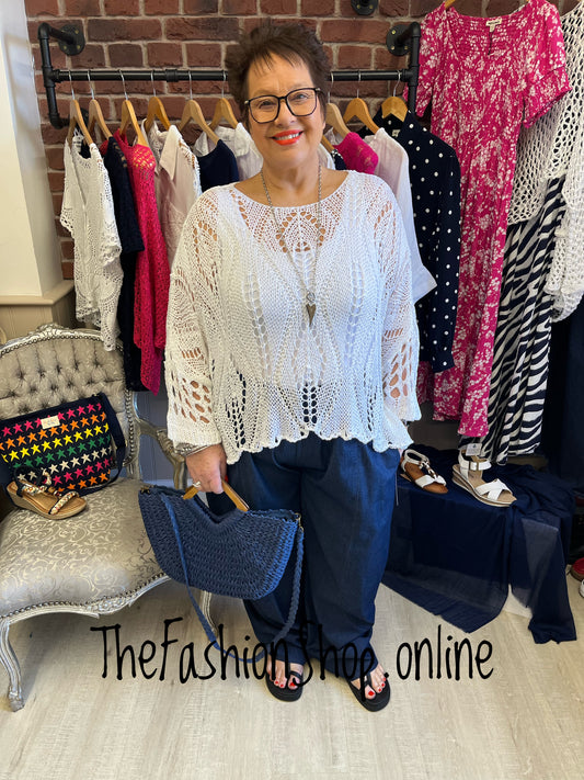 Tanya white crochet layering top 12-18