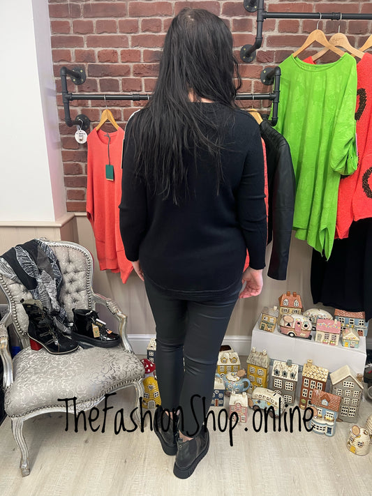 Lydia black cashmere mix jumper 10-16