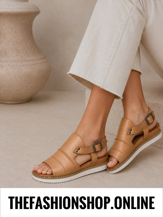 Modella Lyra tan leather sandals sizes 4-8 (37-41)