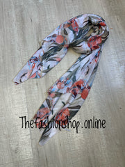 Red Cuckoo cream tulips scarf