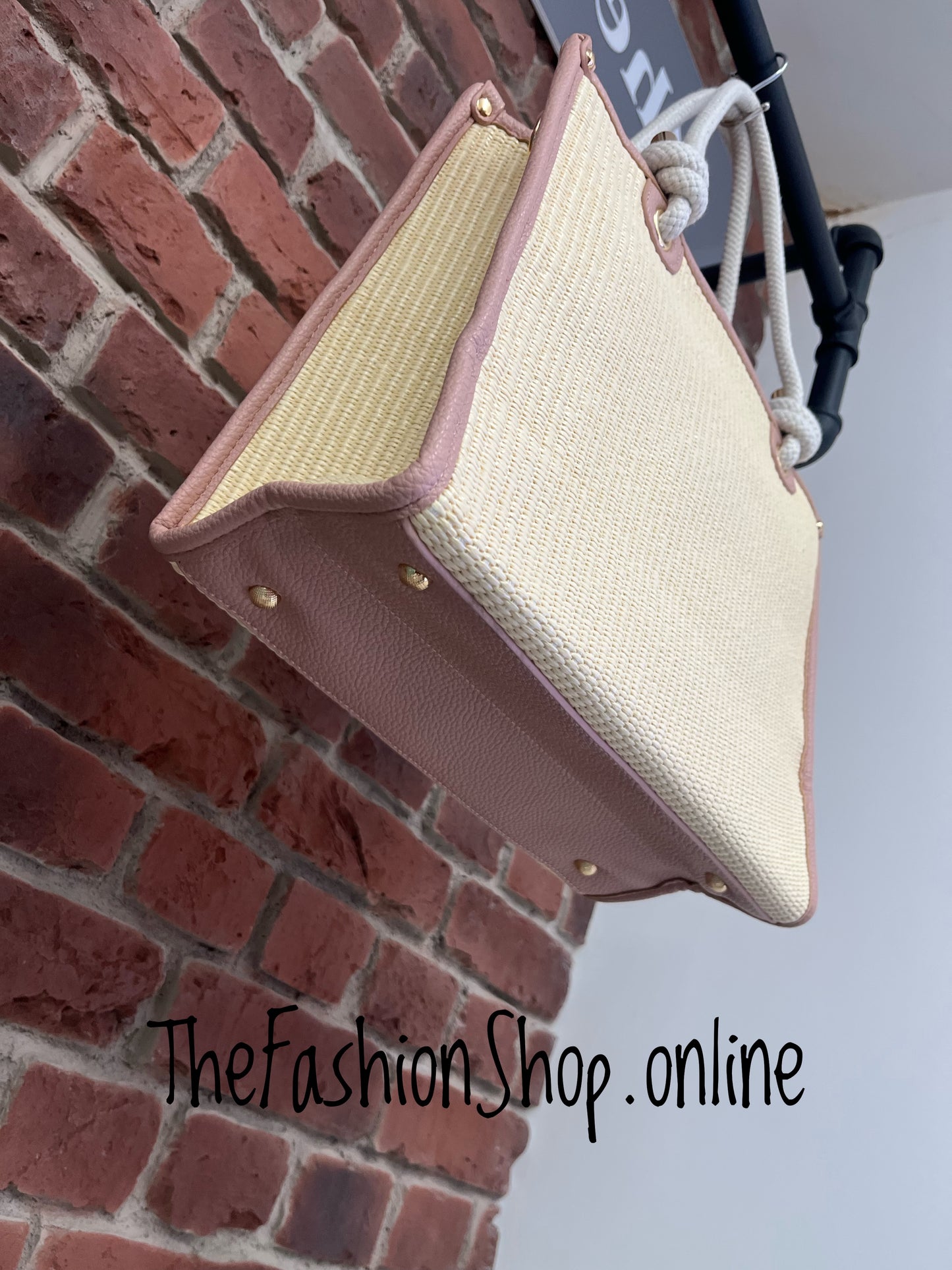 Milan Summer Bag in Cream with Pink